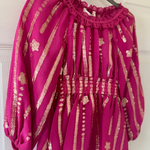 LoveShackFancy Mini Popover Dress Pink Gold Star Very Berry 2/3T Girls NWT - Picture 13 of 16